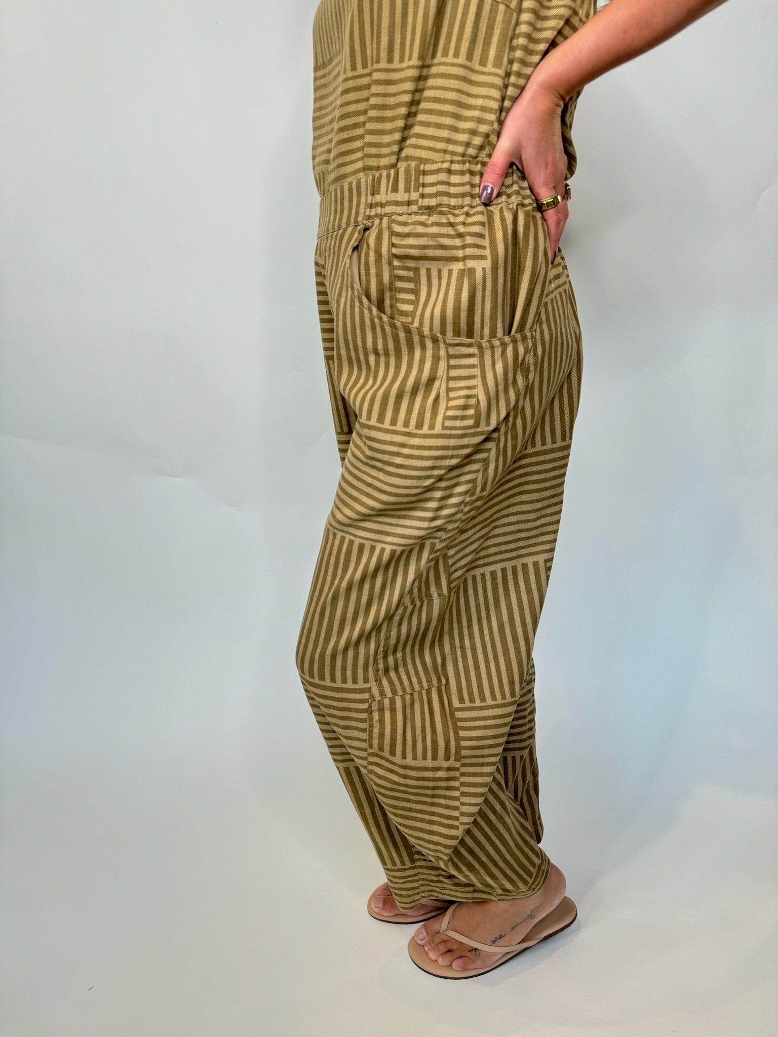 Umgee Striped Baggy Fit Pants | Vagabond Apparel Boutique