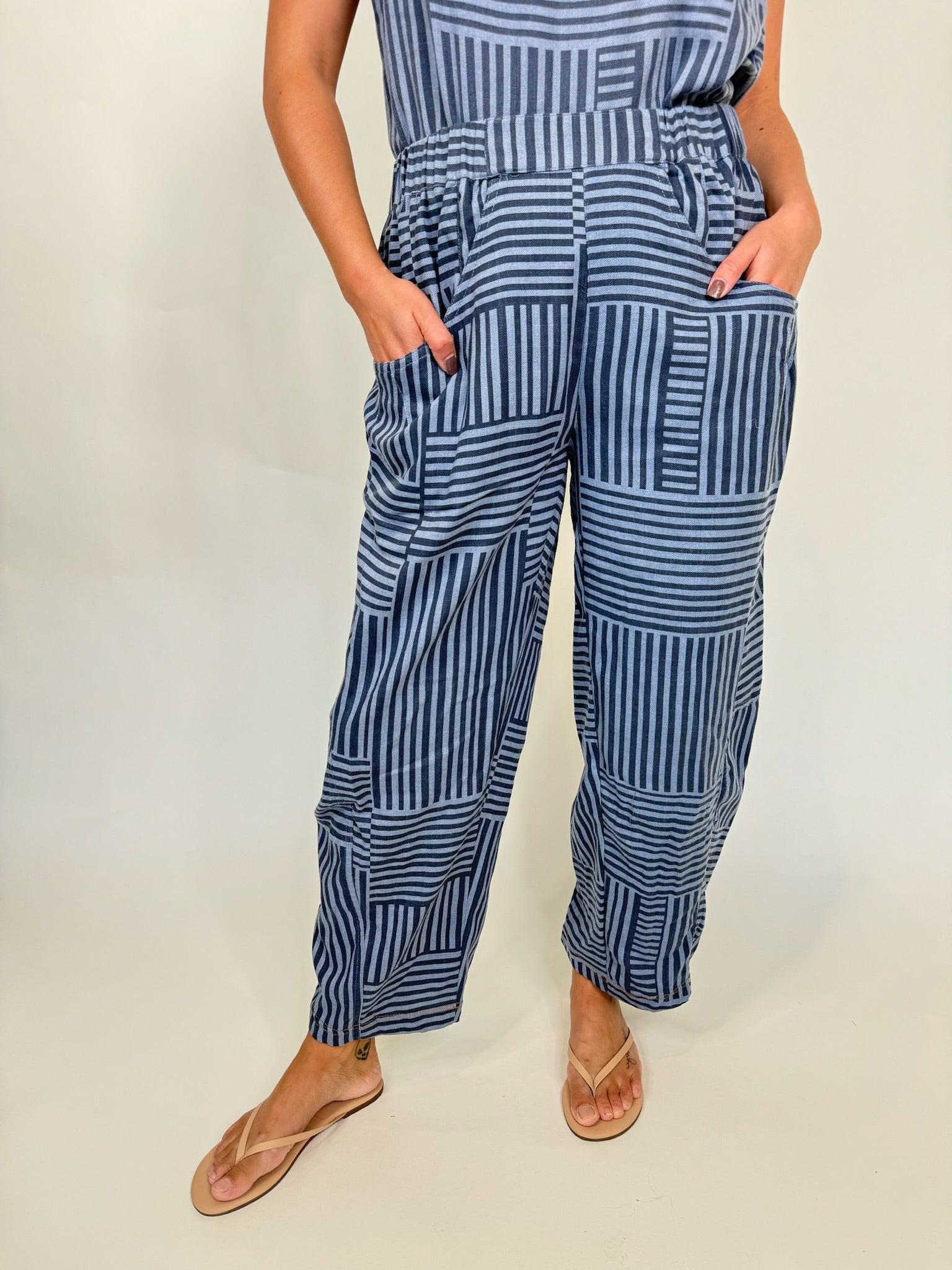 Umgee Striped Baggy Fit Pants | Vagabond Apparel Boutique