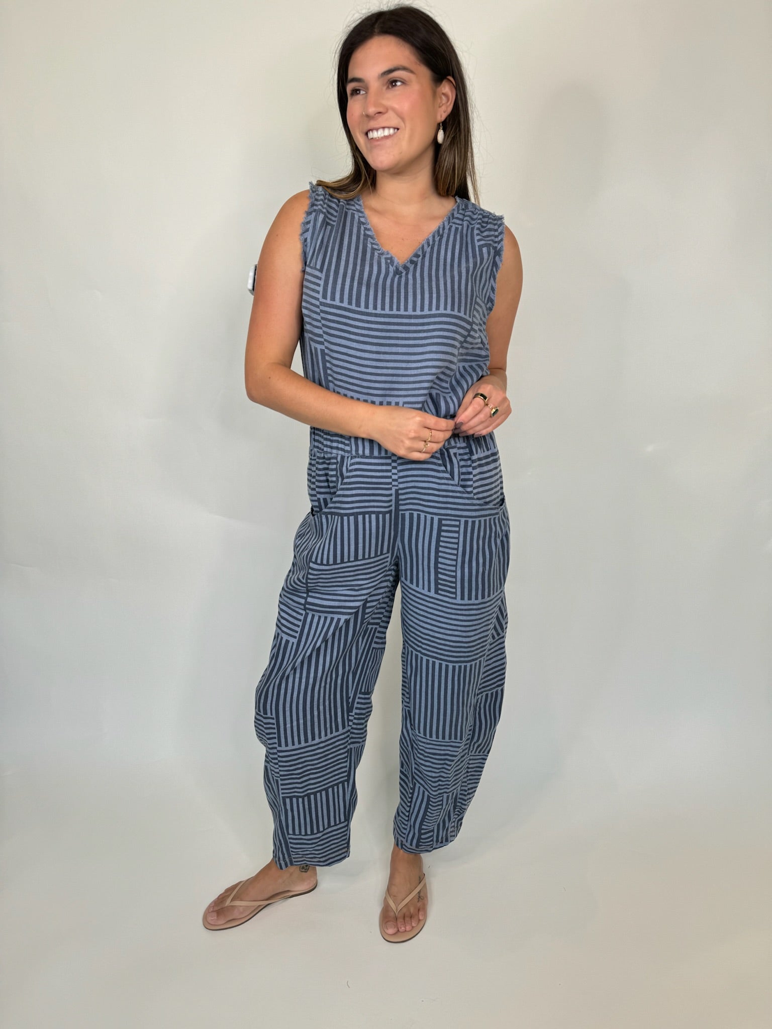 Umgee Striped Baggy Fit Pants | Vagabond Apparel Boutique