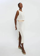 Vivi Knit Midi Skirt White | Vagabond Apparel Boutique