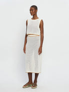 Vivi Knit Midi Skirt White | Vagabond Apparel Boutique