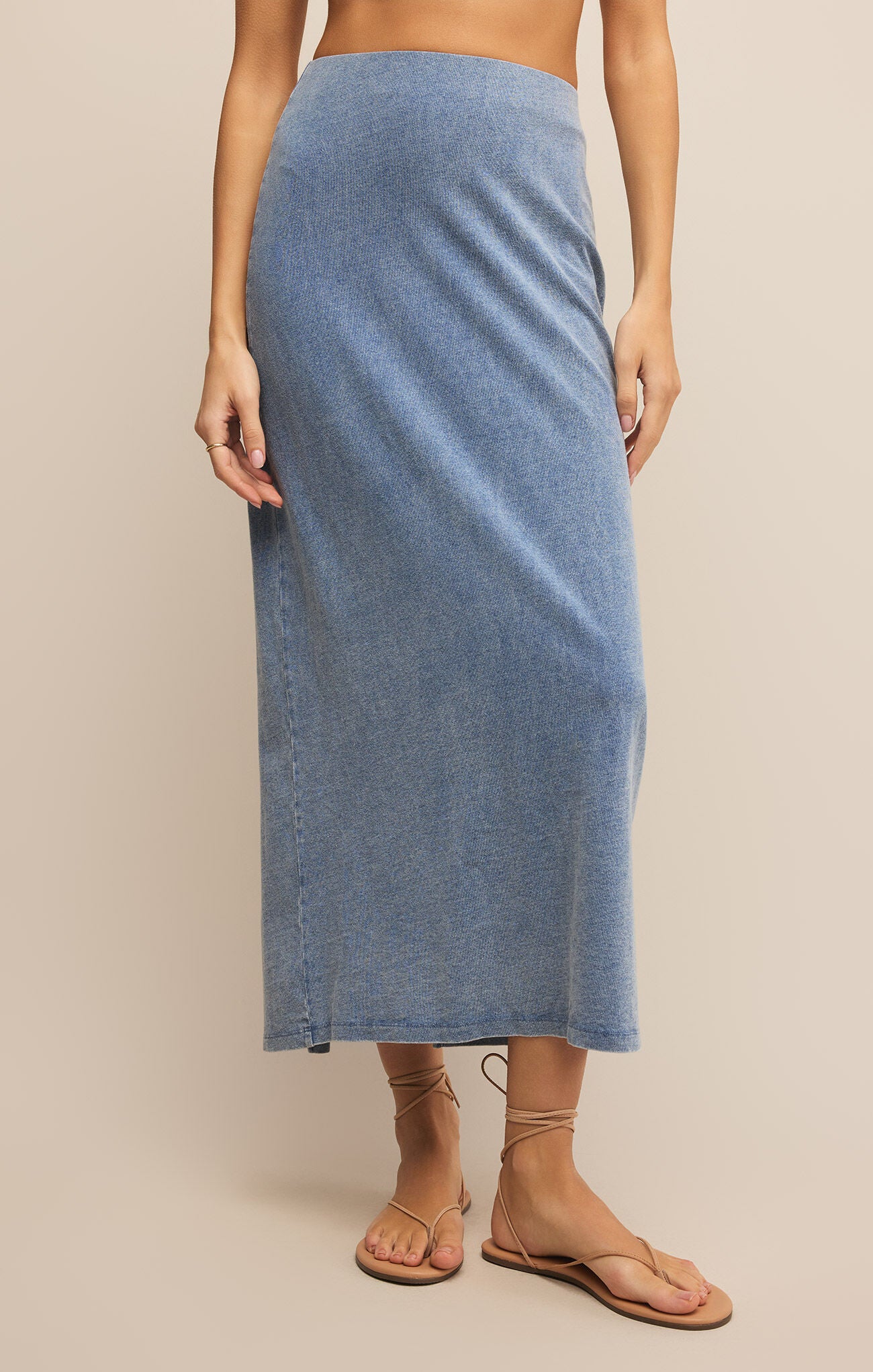 Z Supply Gail Jersey Denim Midi Skirt | Vagabond Apparel Boutique