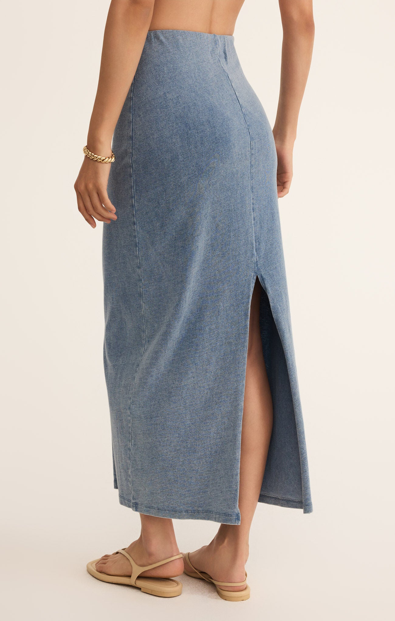 Z Supply Gail Jersey Denim Midi Skirt | Vagabond Apparel Boutique