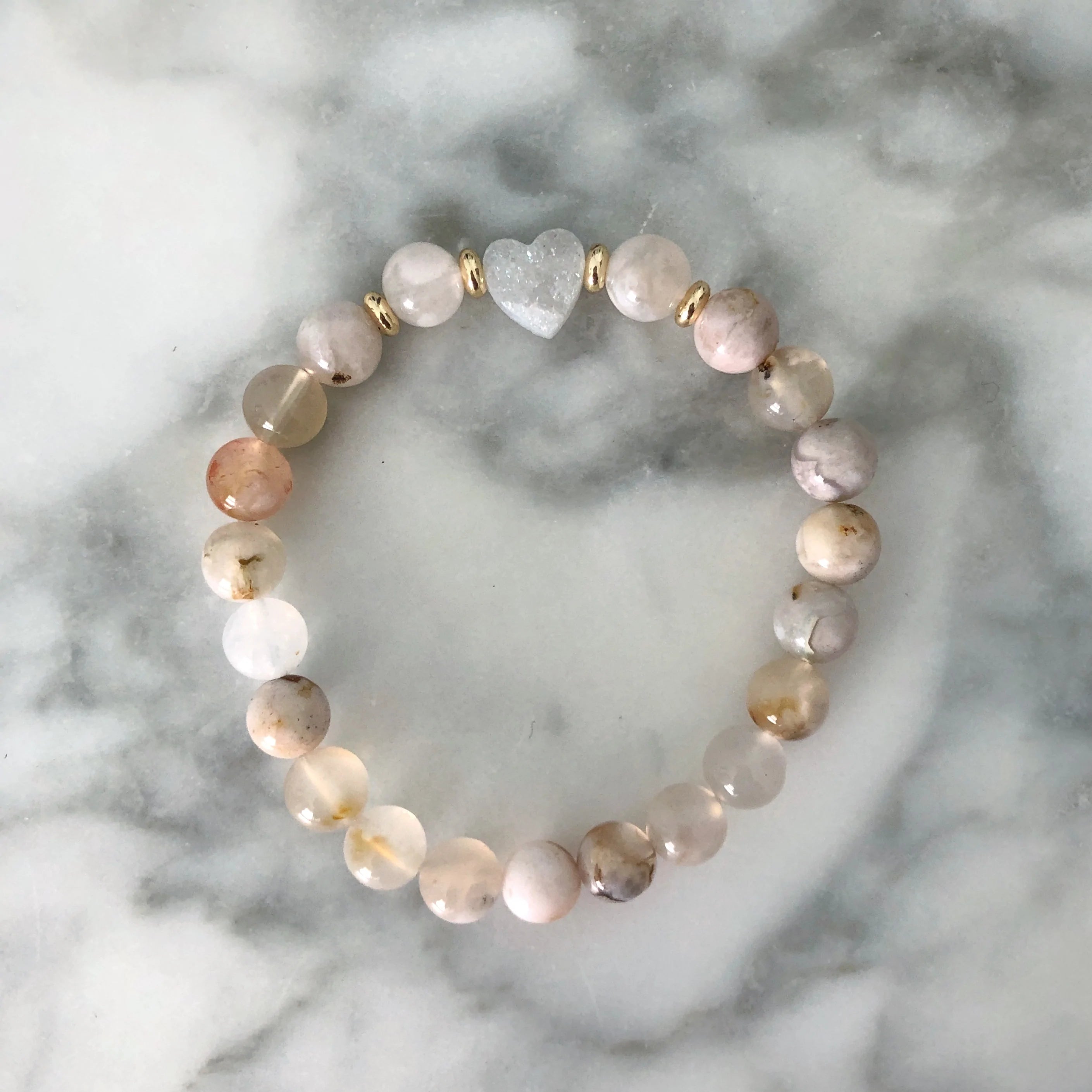 Alexandra Gioia Jewelry Druzy Heart Stretch Bracelet